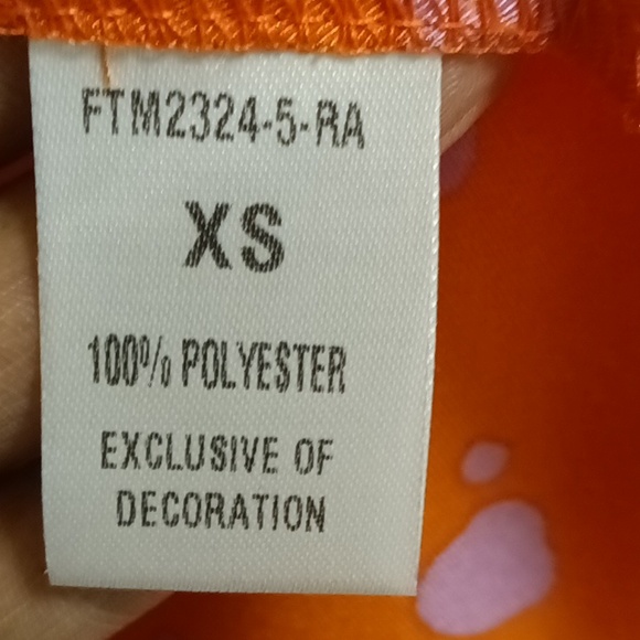 THML polyester orange/lavender splotched blouse w puffer sleeves/crewneck XS - Picture 7 of 11